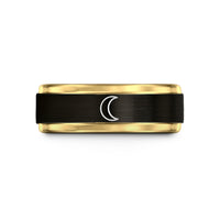 special token for mom – black & gold tungsten new moon wedding band