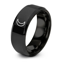 thoughtful presents for mom – black tungsten new moon ring