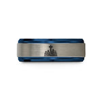 special presents for mom – blue & silver tungsten seattle skyline wedding band