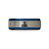 special presents for mom – blue & silver tungsten seattle skyline wedding band