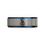thoughtful presents for mom – black & blue & grey tungsten tugboat wedding band