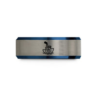 thoughtful presents for mom – black & blue & grey tungsten tugboat wedding band
