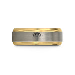 best presents for parents – gold & blue & gray tungsten beach umbrella wedding band