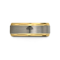 best presents for parents – gold & blue & gray tungsten beach umbrella wedding band