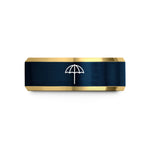 thoughtful presents for mom – gold & blue tungsten beach umbrella wedding band