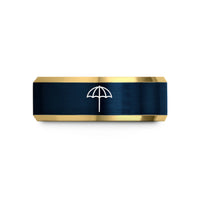 thoughtful presents for mom – gold & blue tungsten beach umbrella wedding band