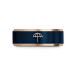 best presents for parents – rose gold & blue tungsten beach umbrella wedding band