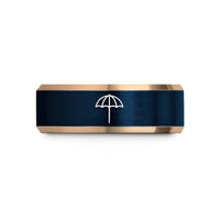 best presents for parents – rose gold & blue tungsten beach umbrella wedding band