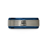 creative presents for mom – blue & silver tungsten nuclear plant silhouette wedding band