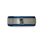 thoughtful presents for her – blue & gray tungsten coconut palm wave wedding band