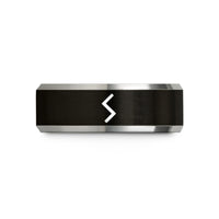 best presents for grandma – black & silver tungsten sowilo rune wedding band