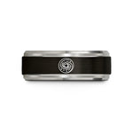 presents for senior moms – black & blue & gray tungsten spiral galaxy wedding band