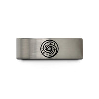 best presents for grannies – grey tungsten spiral galaxy wedding band