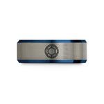 personalized presents for mom – black & blue & grey tungsten porthole window rope wedding band