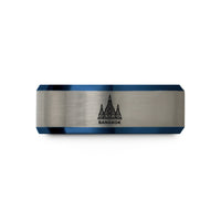 best presents for dad – blue & silver tungsten bangkok wedding band