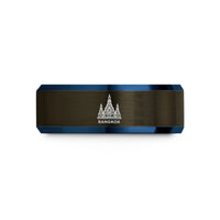 personalized presents for him – gunmetal & blue tungsten bangkok wedding band
