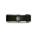 engraved rings for him – black & gray tungsten brass tuba wedding band