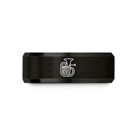 men's stylish wedding band – black tungsten brass tuba wedding band