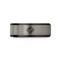 unique presents for him – black & blue & silver tungsten sowilo wedding band