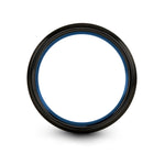 best presents for grandma – air bike engraving on black & blue & gray tungsten wedding band