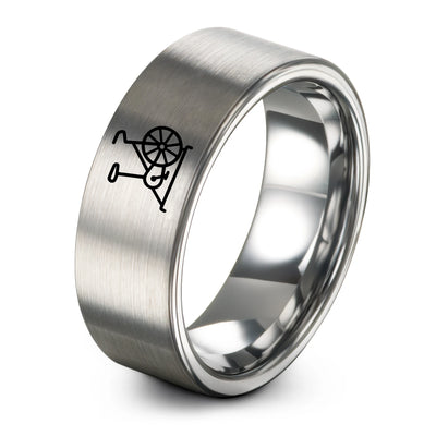 Air Bike – Tungsten Wedding Band, 8 mm, Grey Comfort-Fit Unisex