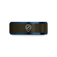 personalized jewelry for her – gunmetal & blue tungsten gps compass wedding band