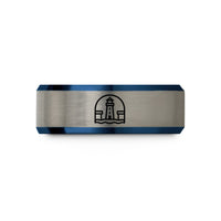 thoughtful presents for mom – blue & gray tungsten harbor entrance wedding band