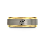 tungsten rings for her – black & gold & grey tungsten phenyl group wedding band
