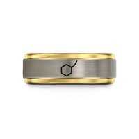 tungsten rings for her – black & gold & grey tungsten phenyl group wedding band