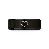 tungsten rings for men – black tungsten 8 bit heart wedding band