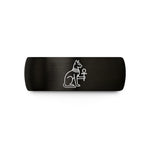 engraved rings for academics – black & gold tungsten bastet ankh wedding band