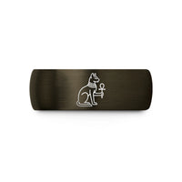 best presents for educators – gunmetal & black tungsten bastet ankh wedding band