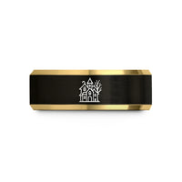 personalized presents for educators – black & gold tungsten haunted house wedding band