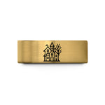 best presents for academics – gold tungsten haunted house wedding band