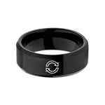 unique presents for teachers – black tungsten loop circular arrows wedding band