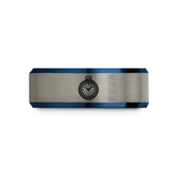professor appreciation present ideas – black & blue & silver tungsten ships chronometer rope wedding band