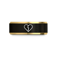 sister christmas present ideas – black & gold tungsten broken heart wedding band