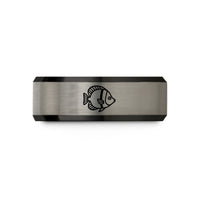 presents for sister birthday – black & blue & grey tungsten butterflyfish wedding band