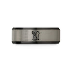 thoughtful presents for sister – black & grey tungsten cat wings wedding band
