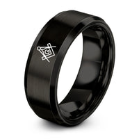 personalized presents for family – black tungsten mason silhouette ring