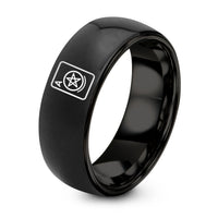 Gift Ideas for Sister – black tungsten pentacles coin ring