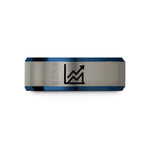 unique present ideas women – blue & gray tungsten line chart wedding band
