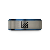 unique present ideas women – blue & gray tungsten line chart wedding band