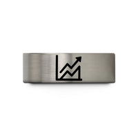 unique present ideas women – blue & grey tungsten line chart wedding band