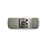 unique present ideas women – grey tungsten line chart wedding band