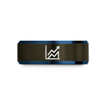 personalized sister presents – gunmetal & blue tungsten line chart wedding band