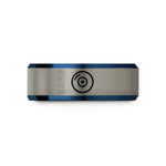 personalized sister present rings – blue & gray tungsten record dot wedding band