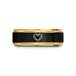 presents for son in family – black & gold tungsten bike chain heart wedding band