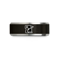 tungsten rings for him – black & gray tungsten nail gun wedding band