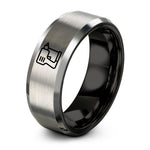 wedding bands for men – black & silver tungsten nail gun ring